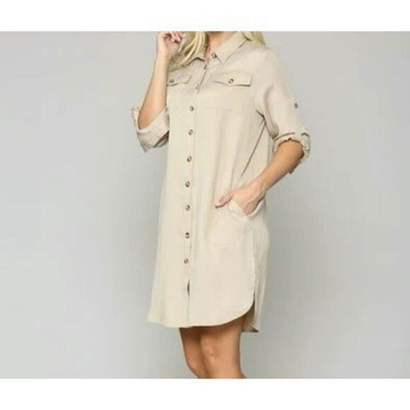 Joh Women’s TAYLOR TENCEL SHIRT TUNIC DRESS Size Large NEW - Picture 1 of 8